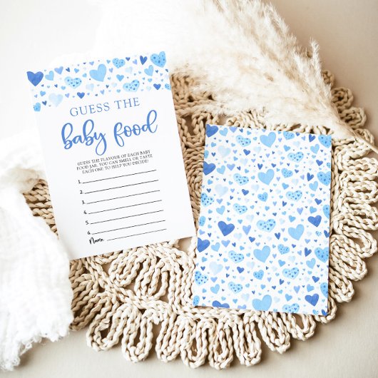 Invitation Blue Hearts Valentine Guess the Baby Food Game