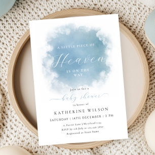 Invitation Blue Heaven a envoyé Baby shower nuageux