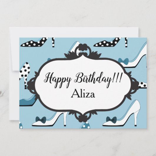 Invitation Blue High Heels 40e fête d'anniversaire (Devant)