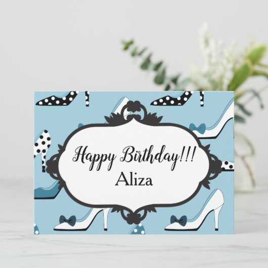 Invitation Blue High Heels 40e fête d'anniversaire (Debout devant)