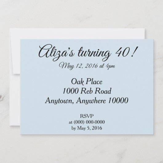 Invitation Blue High Heels 40e fête d'anniversaire (Dos)