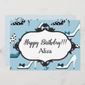 Invitation Blue High Heels 40e fête d'anniversaire (Devant / Derrière)