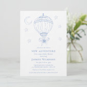Invitation Blue Hot Air Balloon Adventure Baby Shower (Debout devant)