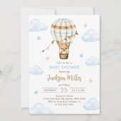 Invitation Blue Hot Air Balloon Boy Baby shower (Devant)