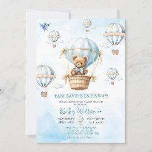 Invitation Blue Hot Air Balloon Boy Baby shower