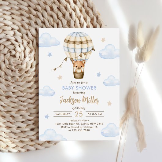 Invitation Blue Hot Air Balloon Boy Baby shower