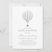 Invitation Blue Hot Air Balloon Boy Baby shower (Devant)