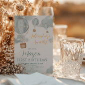 Invitation Blue Hot Air Balloon Boy Premier anniversaire