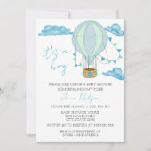 Invitation Blue Hot Air Balloon “It’s a Boy” Baby Shower (Devant)