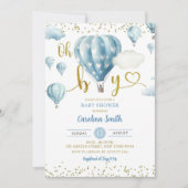 Invitation Blue Hot Air Balloon Oh Boy Baby shower (Devant)