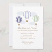 Invitation Blue Hot Air Balloons Boy Birthday Party (Devant)