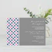 Invitation Blue Hot Pink Pattern (Debout devant)