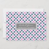 Invitation Blue Hot Pink Pattern (Dos)