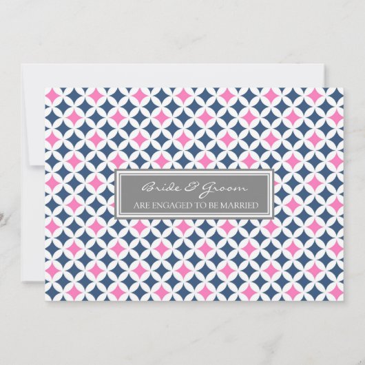 Invitation Blue Hot Pink Pattern (Dos)
