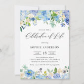 Invitation Blue Hydrangea and Ivory Rose Celebration of Life (Devant)