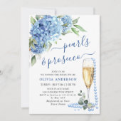 Invitation Blue Hydrangea Aquarelle Brunch floral et Bubbly (Devant)