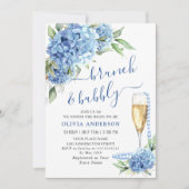 Invitation Blue Hydrangea Aquarelle Brunch floral et Bubbly (Devant)