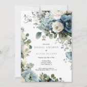 Invitation Blue Hydrangea Aquarelle Fête des mariées florale (Devant)