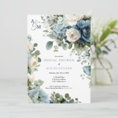 Invitation Blue Hydrangea Aquarelle Fête des mariées florale (Debout devant)