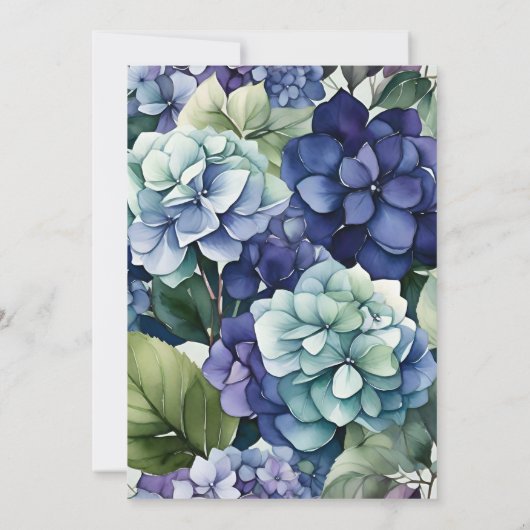 Invitation Blue Hydrangea Aquarelle Florale Bride (Dos)