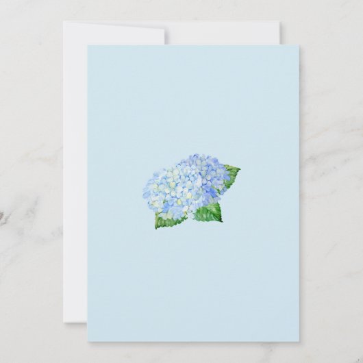 Invitation Blue Hydrangea Aquarelle Mariage Floral (Dos)