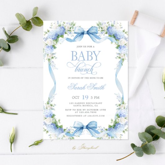 Invitation Blue Hydrangea Baby Brunch