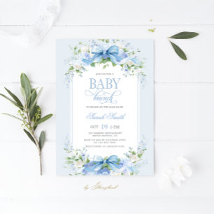 Invitation Blue Hydrangea Baby Brunch