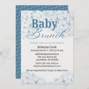 Invitation Blue Hydrangea Baby shower / Bébé Brunch Invitatio