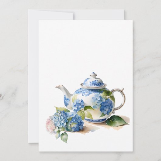 Invitation Blue Hydrangea Baby shower Tea Party (Dos)