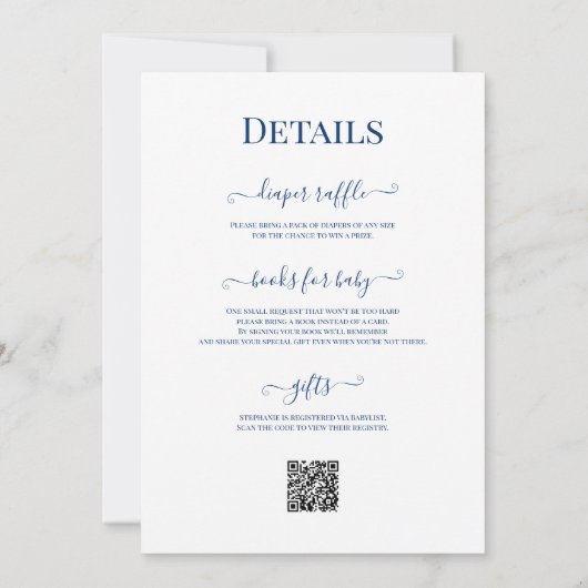 Invitation Blue Hydrangea Baby shower Tea Party QR code (Dos)