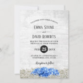 Invitation Blue Hydrangea Bébé's Breath Rustic Mariage (Devant)