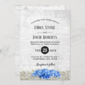 Invitation Blue Hydrangea Bébé's Breath Rustic Mariage (Devant / Derrière)
