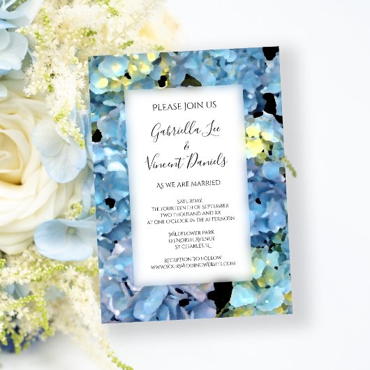 Invitation Blue Hydrangea Blossom Garden Mariage