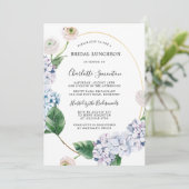 Invitation Blue Hydrangea Blush Rose Fête des mariées florale (Debout devant)
