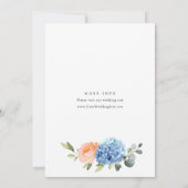 Invitation Blue Hydrangea Blush Rose Roses FÊTE DES MARIÉES (Dos)
