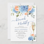 Invitation Blue Hydrangea Blush Rose Roses FÊTE DES MARIÉES (Devant)