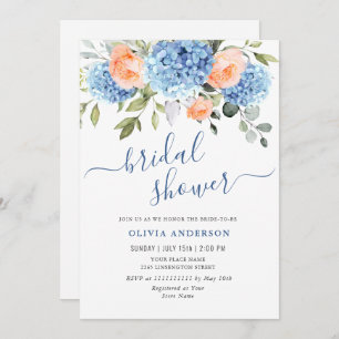 Invitation Blue Hydrangea Blush Rose Roses FÊTE DES MARIÉES