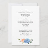 Invitation Blue Hydrangea Blush Rose Roses Mariage tout en un (Dos)