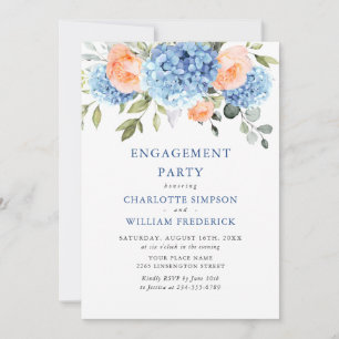 Invitation Blue Hydrangea Blush Rose Roses PARTICIPANT