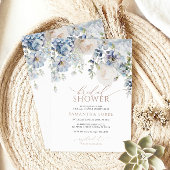 Invitation Blue Hydrangea & Blush Roses Fête des mariées
