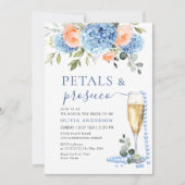 Invitation Blue Hydrangea Blush Roses Rose Perles & Prosecco (Devant)