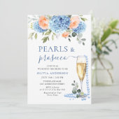 Invitation Blue Hydrangea Blush Roses rose PERLES & Prosecco (Debout devant)