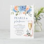 Invitation Blue Hydrangea Blush Roses rose PERLES & Prosecco (Debout devant)