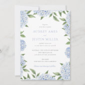 Invitation Blue Hydrangea Bordure Mariage classique (Devant)