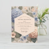 Invitation Blue Hydrangea Botanical Romance Wedding (Debout devant)