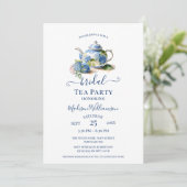 Invitation Blue Hydrangea Bride Tea Party Code QR (Debout devant)