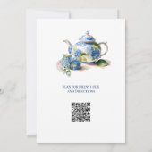 Invitation Blue Hydrangea Bride Tea Party Code QR (Dos)