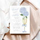 Invitation Blue Hydrangea Brunch et Bubbly Gold Champagne<br><div class="desc">Ce magnifique design présente des fleurs d'hydrangée bleue et votre texte personnalisé. Utilisez le formulaire modèle pour ajouter vos informations.</div>
