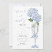 Invitation Blue Hydrangea Brunch et Bubbly Silver Champagne (Devant)