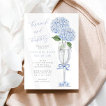 Invitation Blue Hydrangea Brunch et Bubbly Silver Champagne<br><div class="desc">Ce magnifique design présente des fleurs d'hydrangée bleue et votre texte personnalisé. Utilisez le formulaire modèle pour ajouter vos informations.</div>